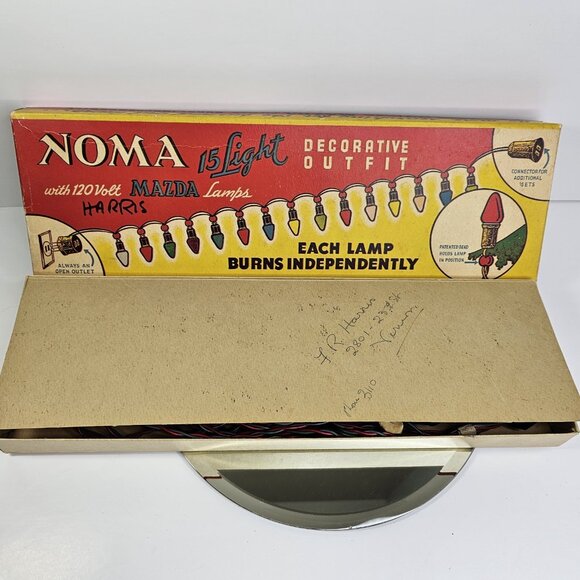 Vintage 15 Working Noma Christmas Lights Red Rings Original Festive Box - Picture 11 of 16